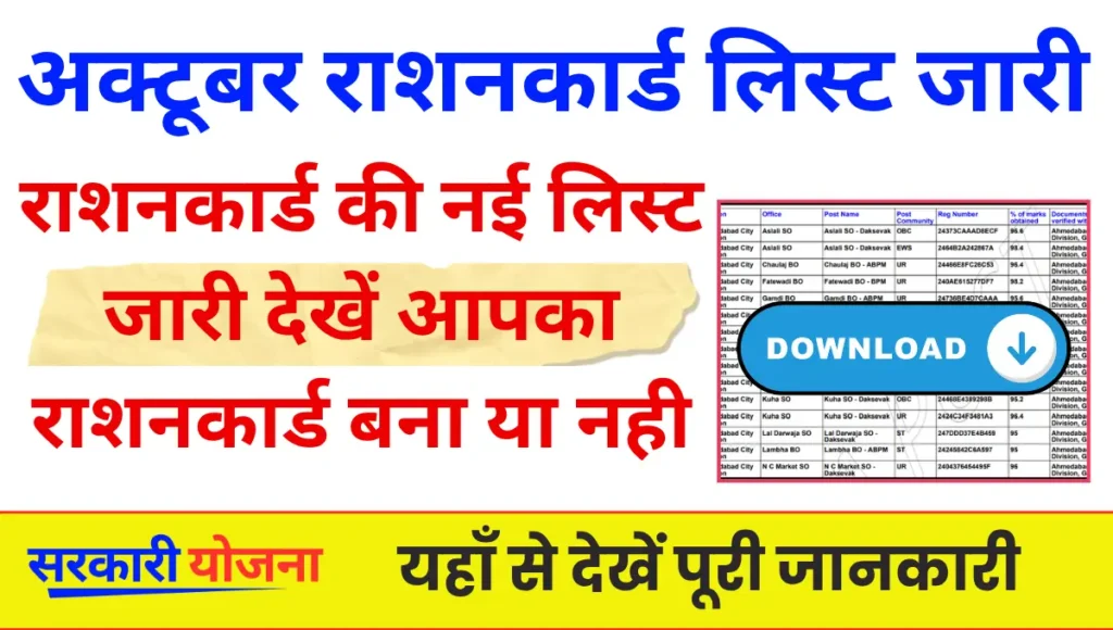 October Ration Card List 2025