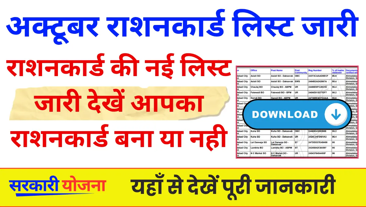 October Ration Card List 2025