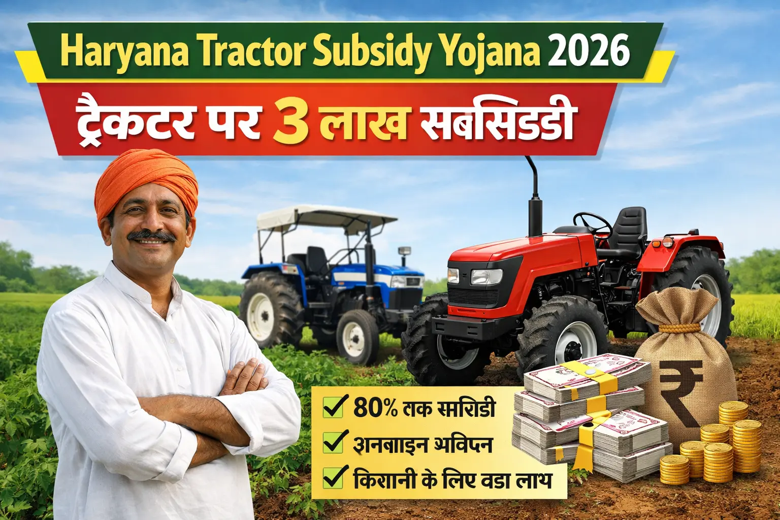 Haryana Tractor Subsidy Yojana 2026, ट्रैक्टर पर 3 लाख सब्सिडी